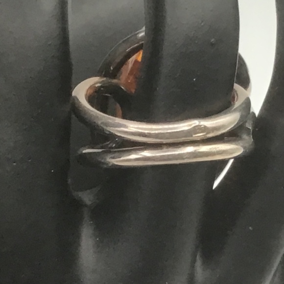 Ring Sterling .925 Silver with Deep Golden Amber Stone - Picture 7 of 9